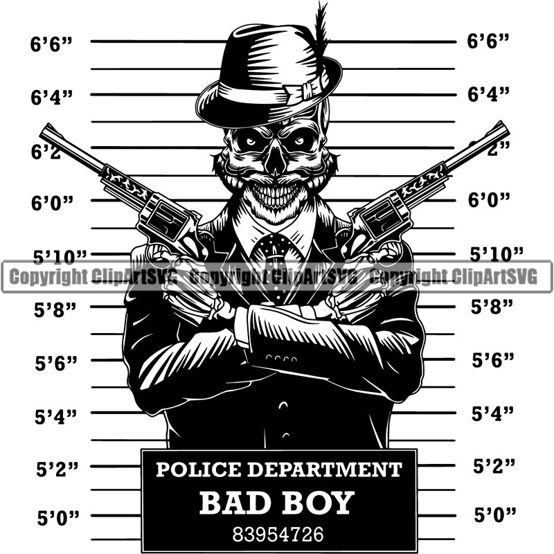 Skull Skeleton Scary Evil Horror Halloween Death Dead Gangster Thug Criminal Bandana ClipArt SVG