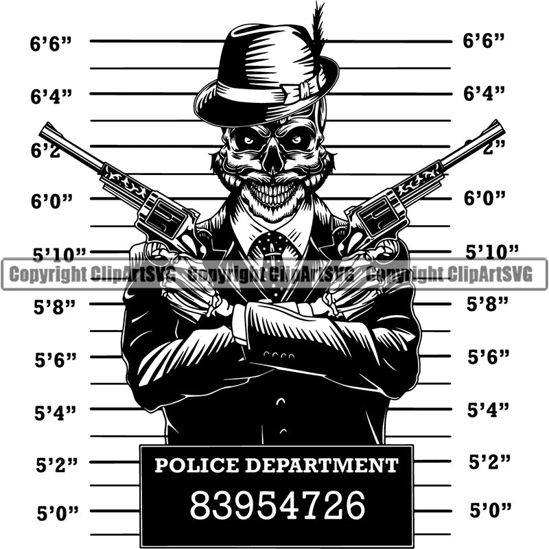 Skull Skeleton Scary Evil Horror Halloween Death Dead Gangster Thug Criminal Bandana ClipArt SVG