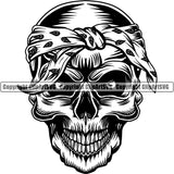 Occupation Gangster Skull Thug Criminal Bandana Scary Evil Horror Halloween Death Dead ClipArt SVG