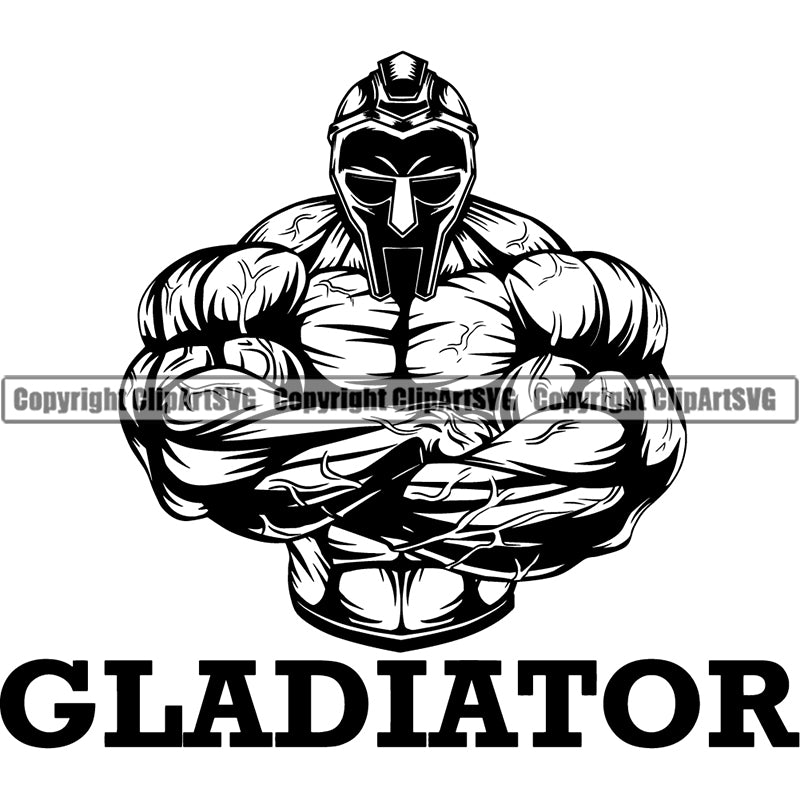 Spartan Gladiator Helmet Warrior Mascot Fighter Battle Fight ClipArt SVG