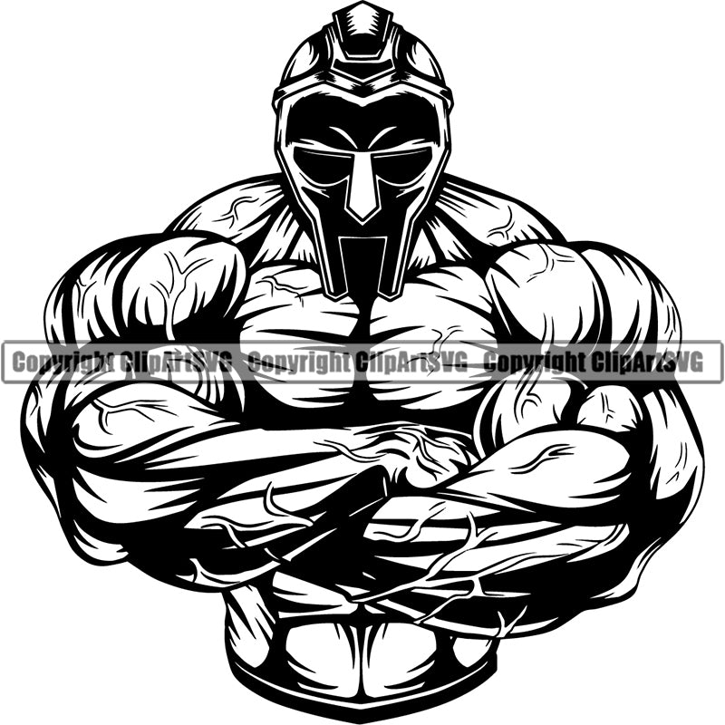 Spartan Gladiator Helmet Warrior Mascot Fighter Battle Fight ClipArt SVG