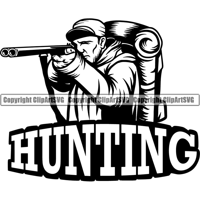 Occupation Sports Game Hunting Logo Hunter Duck ClipArt SVG