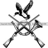 Occupation Sports Game Hunting Logo Hunter Duck Horn Rifle Gun ClipArt SVG