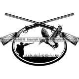 Occupation Sports Game Hunting Logo Hunter Duck Horn Rifle Gun ClipArt SVG