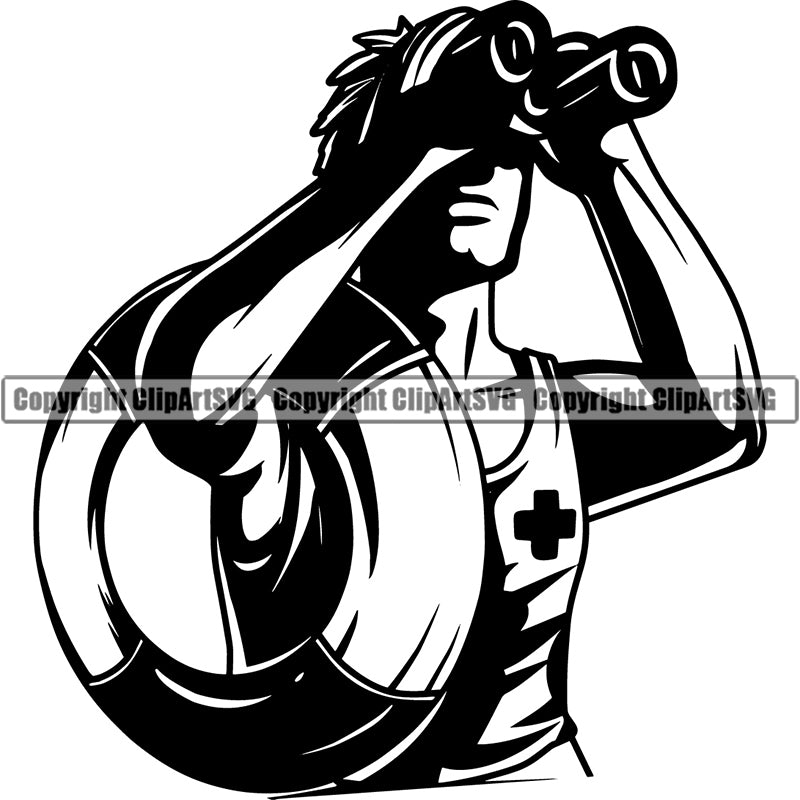 Occupation Lifeguard Rescue Water Swim Swimming Safety ClipArt SVG