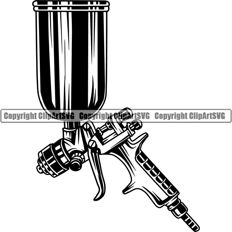 Occupation Mechanic Auto Body Paint Spray Gun Repair Shop Garage Air Filter ClipArt SVG