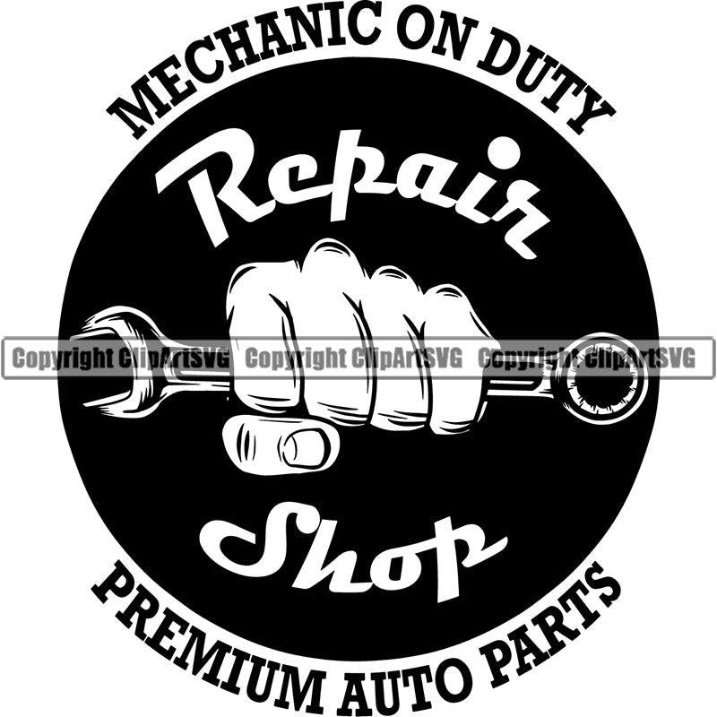 Mechanic Logo Auto Parts Shop ClipArt SVG