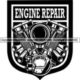 Mechanic Repair Shop Garage Car Engine ClipArt SVG