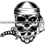 Pirate Sea Gangster Criminal Skeleton Warrior Knife ClipArt SVG