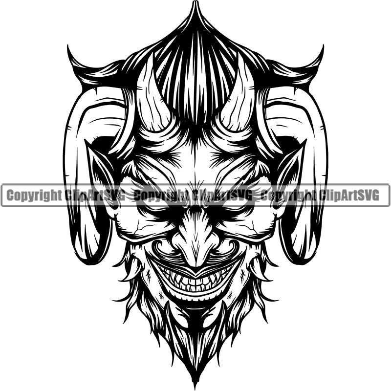 Skull Devil Smile Evil Face Horror Bizarre Skeleton Scary Vector ClipArt SVG