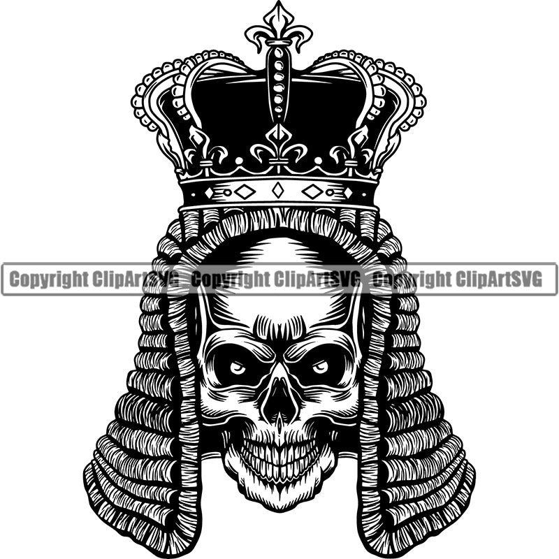 Skull King Crown Devil Smile Evil Face Horror Bizarre Skeleton Scary Vector ClipArt SVG