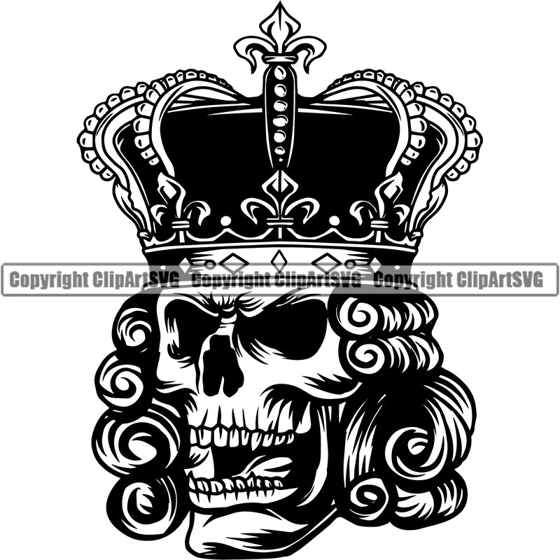 Skull King Crown Devil Smile Evil Face Horror Bizarre Skeleton Scary Vector ClipArt SVG