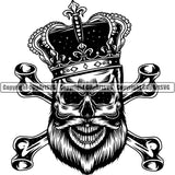 Skull King Crown Bones Devil Smile Evil Face Horror Bizarre Skeleton Scary Vector ClipArt SVG