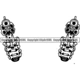 Skull Skeleton Holding Guns  ClipArt SVG