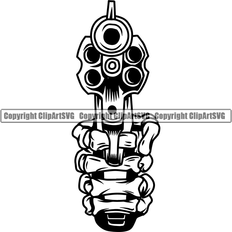 Skull Skeleton Guns Tattoo Tat ClipArt SVG