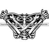 Skull Skeleton Hands Crossed Body ClipArt SVG