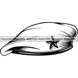 Soldier Green Beret Hat Star ClipArt SVG