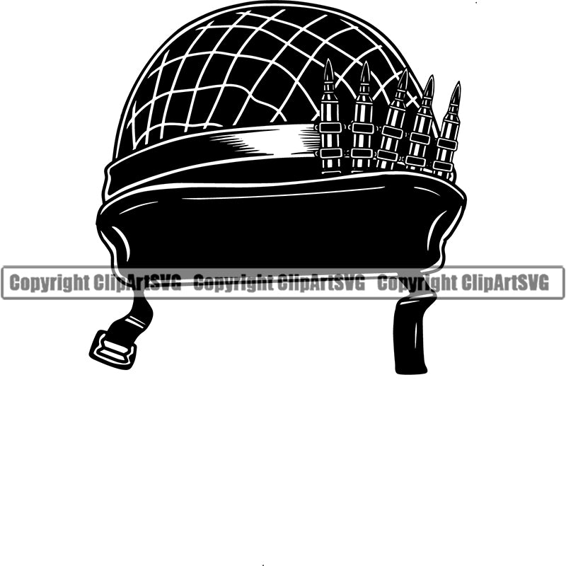 Soldier Helmet Bullets Military Weapon ClipArt SVG
