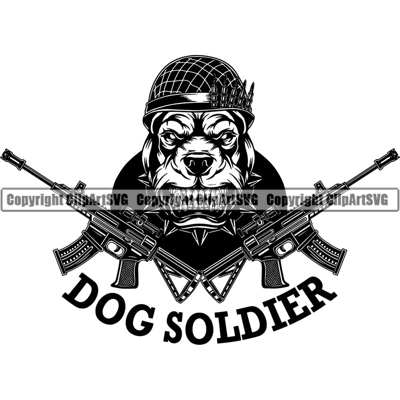 Dog Soldier Military Weapon Soldier Helmet Army Logo ClipArt SVG