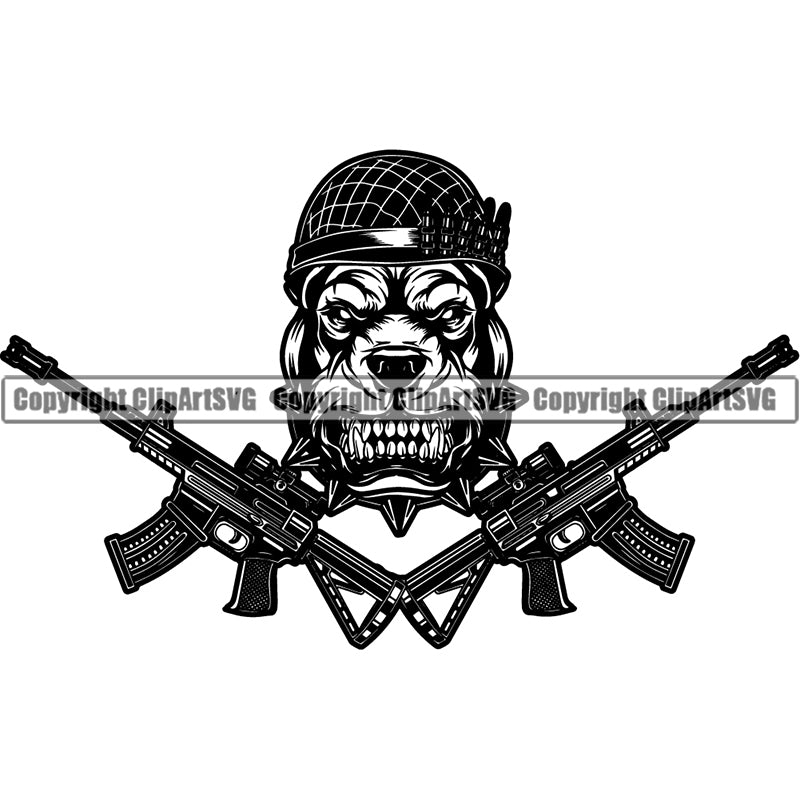 Dog Soldier Military Weapon Soldier Helmet Army Logo ClipArt SVG