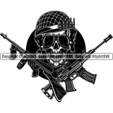 Soldier Skull Military Weapon Soldier Skeleton Helmet Army Guns Bullets ClipArt SVG