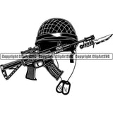 Soldier Memorial Helmet Dog Tags Machine Gun Military Weapon Army ClipArt SVG