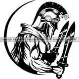 Spartan Gladiator Helmet Warrior Mascot Fighter Battle Fight Logo ClipArt SVG