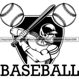 Sports Baseball Ball Bat Player Logo  ClipArt SVG