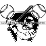 Sports Baseball Ball Logo Player Bat ClipArt SVG