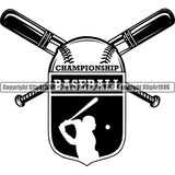 Sports Baseball Ball Bat Player Championship ClipArt SVG