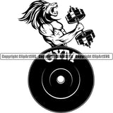 Sports Lion Bodybuilding Fitness Muscle Arm Bicep Curl ClipArt SVG