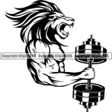 Sports Bodybuilding Lion Fitness Muscle Arm Bicep Curl ClipArt SVG