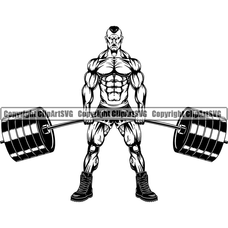 Sports Bodybuilding Fitness Muscle Barbell ClipArt SVG