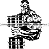 Sports Bodybuilding Fitness Muscle Bodybuilder Barbell ClipArt SVG