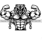 Sports Bodybuilding Fitness Muscle Bodybuilder Bear ClipArt SVG