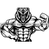 Sports Bodybuilding Fitness Muscle Bodybuilder Bear ClipArt SVG