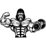 Gym Sports Bodybuilding Fitness Muscle Bodybuilder Gorilla ClipArt SVG