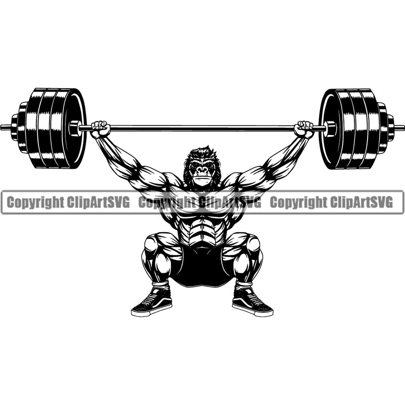 Gym Sports Bodybuilding Fitness Muscle Bodybuilder Gorilla ClipArt SVG