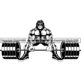 Gym Sports Bodybuilding Fitness Muscle Bodybuilder Gorilla ClipArt SVG