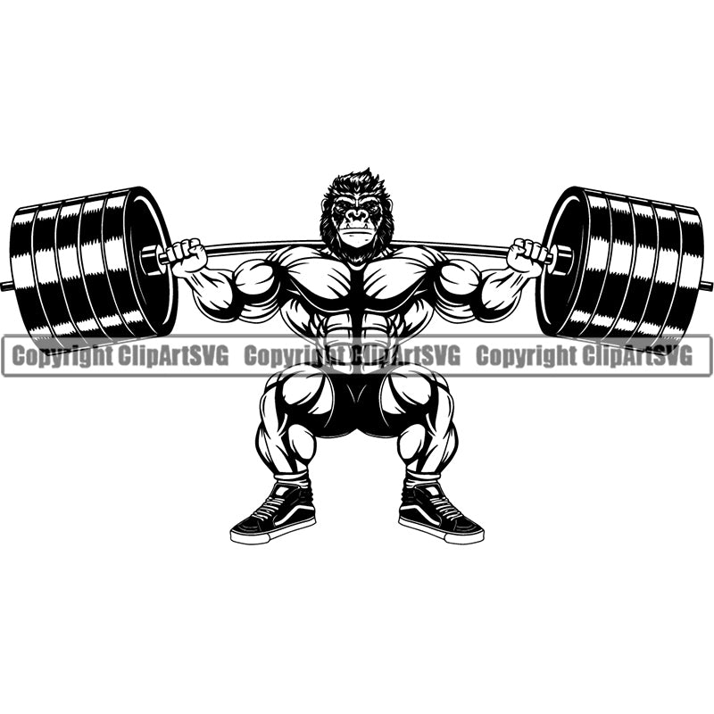 Gym Sports Bodybuilding Fitness Muscle Bodybuilder Gorilla ClipArt SVG