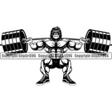 Gym Sports Bodybuilding Fitness Muscle Bodybuilder Gorilla ClipArt SVG