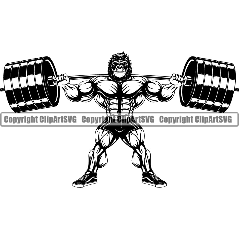 Gym Sports Bodybuilding Fitness Muscle Bodybuilder Gorilla ClipArt SVG