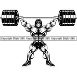 Gym Sports Bodybuilding Fitness Muscle Bodybuilder Gorilla ClipArt SVG