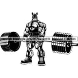 Rhino Sports Bodybuilding Fitness Muscle Bodybuilder Lifting Weight Barbell ClipArt SVG