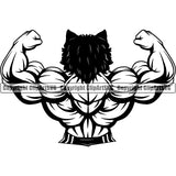 Wolf Sports Bodybuilding Fitness Muscle Bodybuilder ClipArt SVG