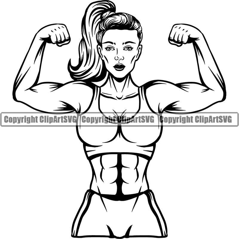 Woman Gym Sports Bodybuilding Fitness Muscle Bodybuilder ClipArt SVG