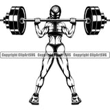 Woman Gym Sports Bodybuilding Fitness Muscle Bodybuilder Lifting Weight Barbell ClipArt SVG