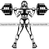 Woman Gym Sports Bodybuilding Fitness Muscle Bodybuilder Lifting Weight Barbell ClipArt SVG