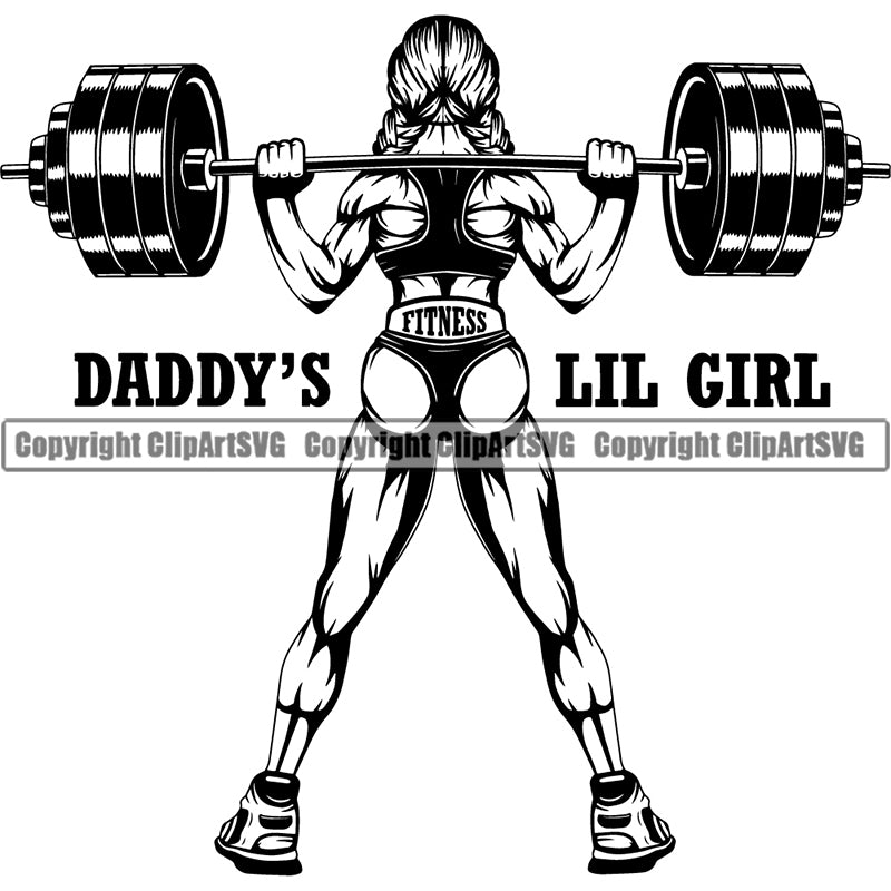 Woman Logo Gym Sports Bodybuilding Fitness Muscle Bodybuilder Lifting Weight Barbell ClipArt SVG