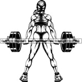 Woman Gym Sports Bodybuilding Fitness Muscle Bodybuilder Lifting Weight Barbell ClipArt SVG